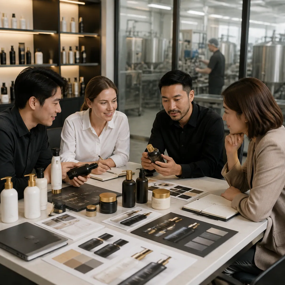 Project team reviewing a private label brief
